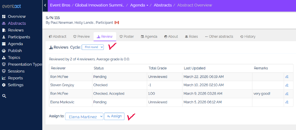 Assigning abstracts to reviewers