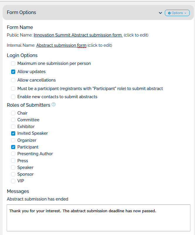 Abstract form submission options